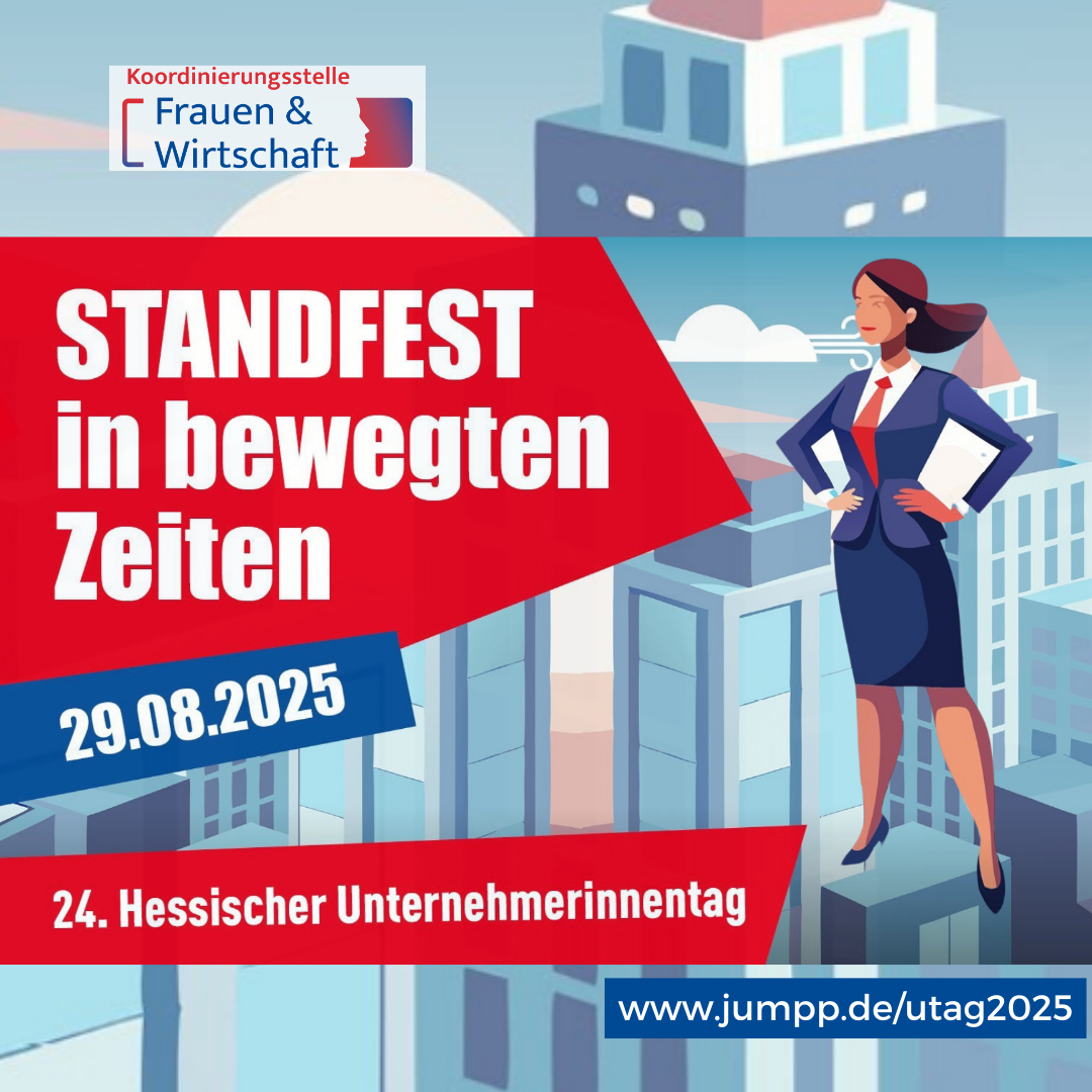 Flyer zum Unternehmerinnentag Flyer zum Unternehmerinnentag mit Grafik eiber Frau in Business-Kleidung