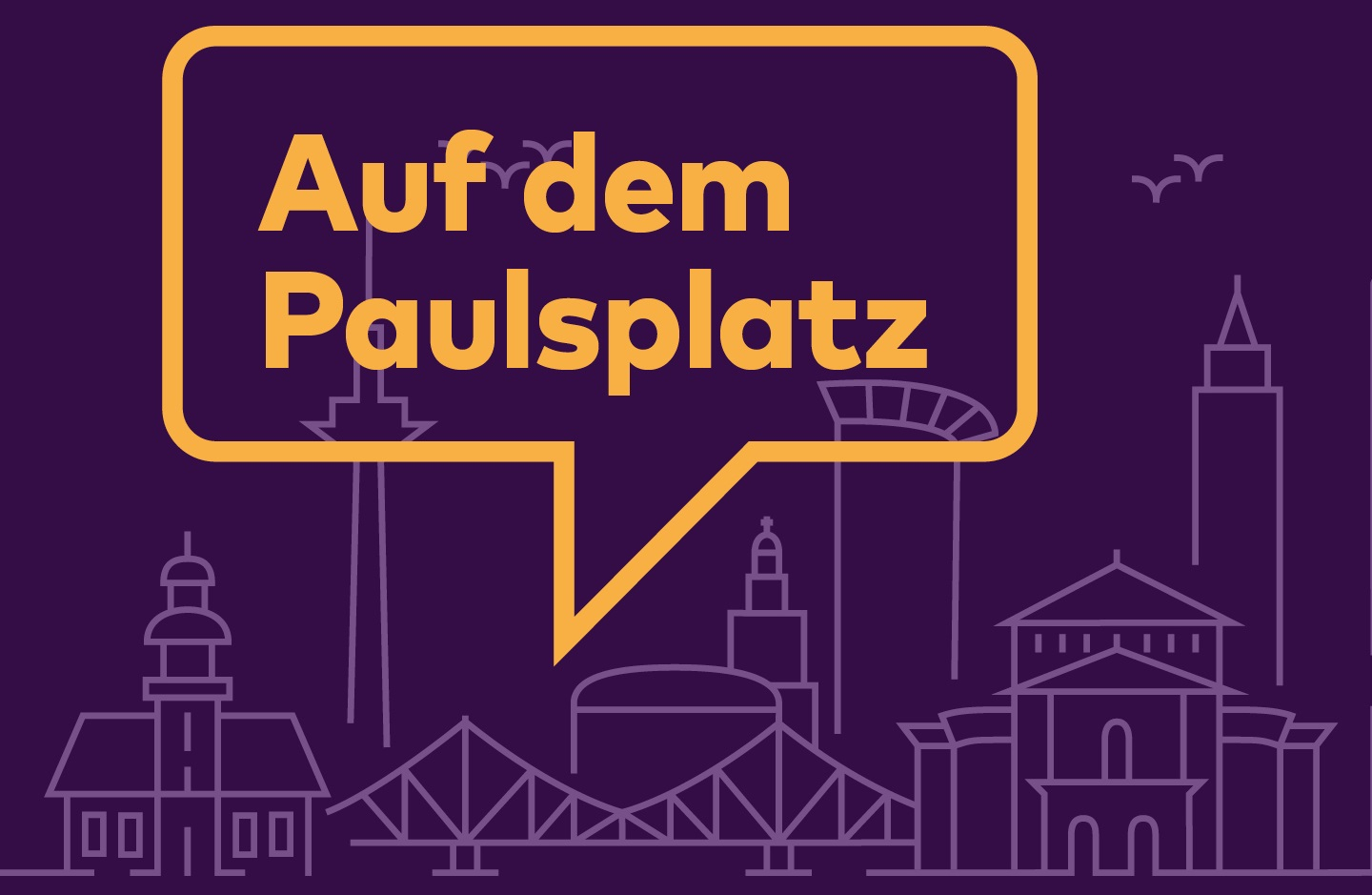 Das Logo des Pavillons der Demokratie mit Aufschrift "Auf dem Paulsplatz"