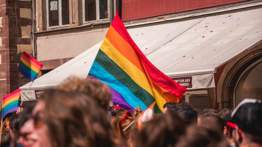 Symbolbild (© Margaux Bellott auf Unsplash) Eine Gruppe von Menschen, die Regenbogenflaggen halten