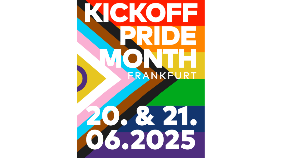 Kickoff Pride Month 20. & 21.06.2025 auf einer Pride Flagge