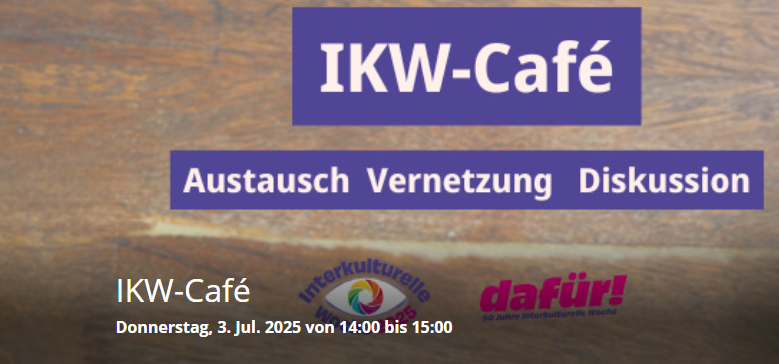 IKW Café Logo des IKW-Cafés mit dem Schriftzug "Austausch Vernetzung Diskussion"