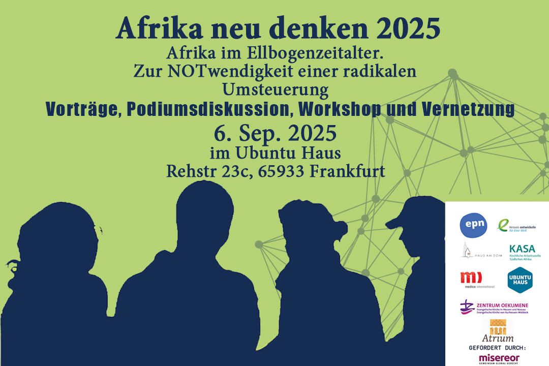 Grafik mit Schatten von Personen vor grünem Grund mit Logos veranstaltender Organisationen