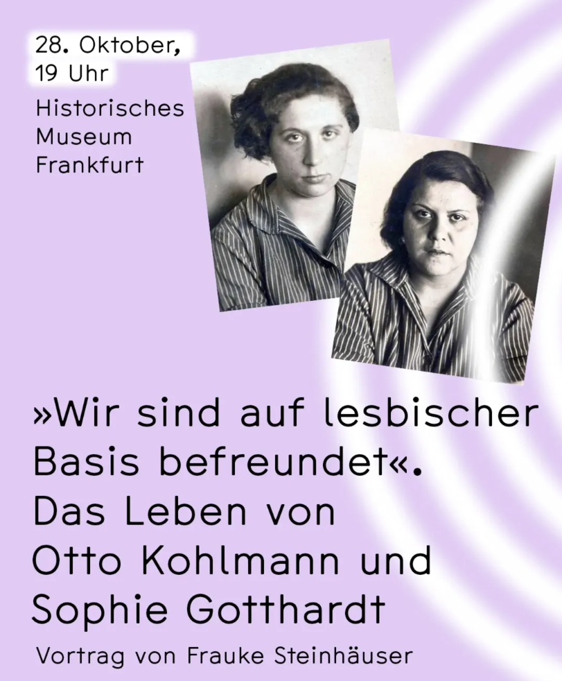 Plakat zum Vortrag mit den Fotos von Otto Kohlmann und Sophie Gotthardt