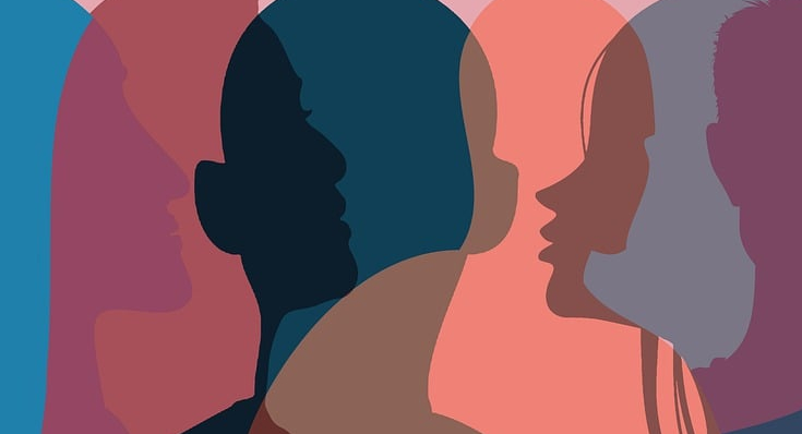 Grafik mit Köpfen alsSymbol für Austausch