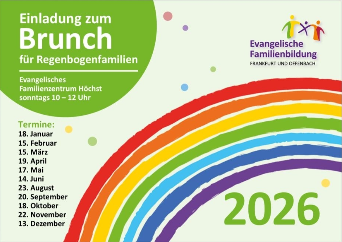 Flyer mit Regenbogen und Terminen zum Brunch