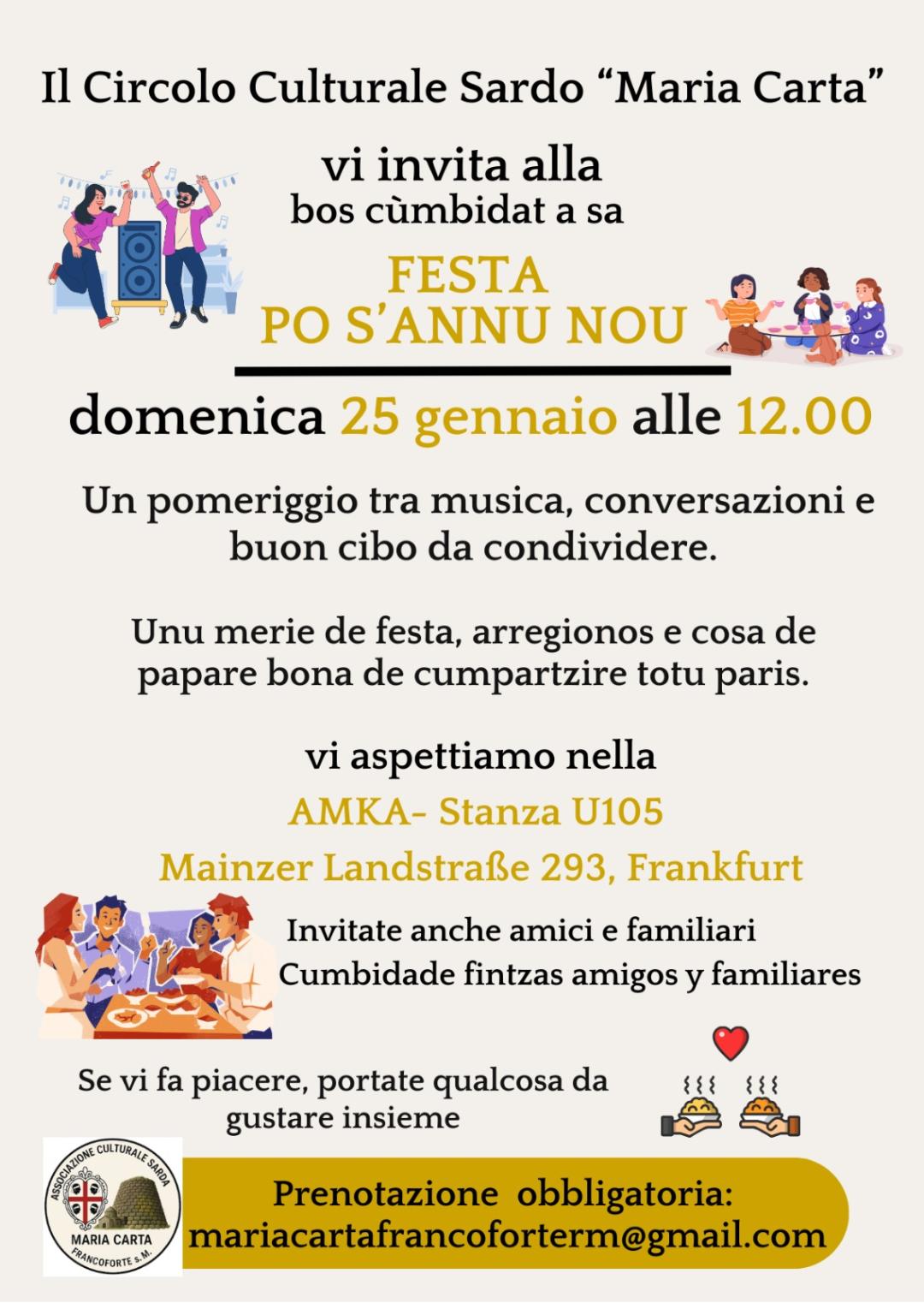 Einladung  INVITO - FESTA - di inizio anno 2026 po s'annu nou - Neujahrsfest