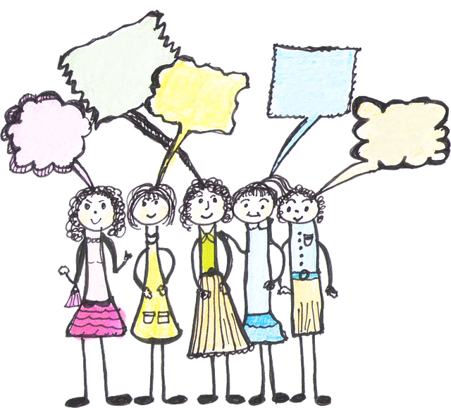 Grafik mit Frauen und Sprechblasen