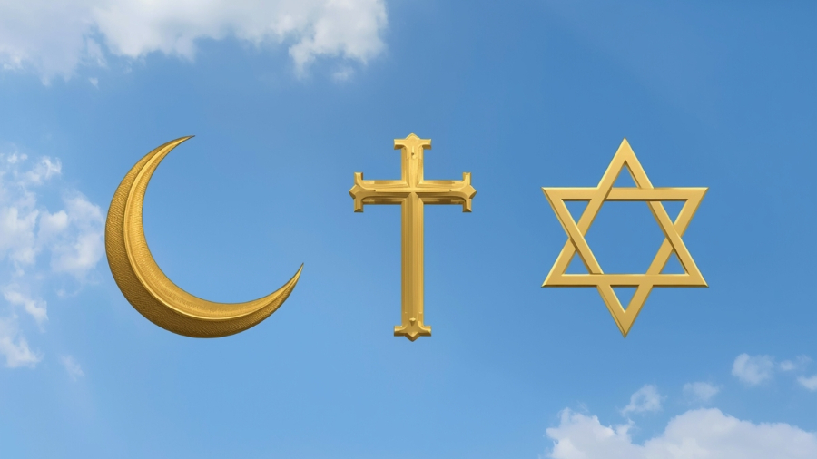 Die Symbole der drei Weltreligionen