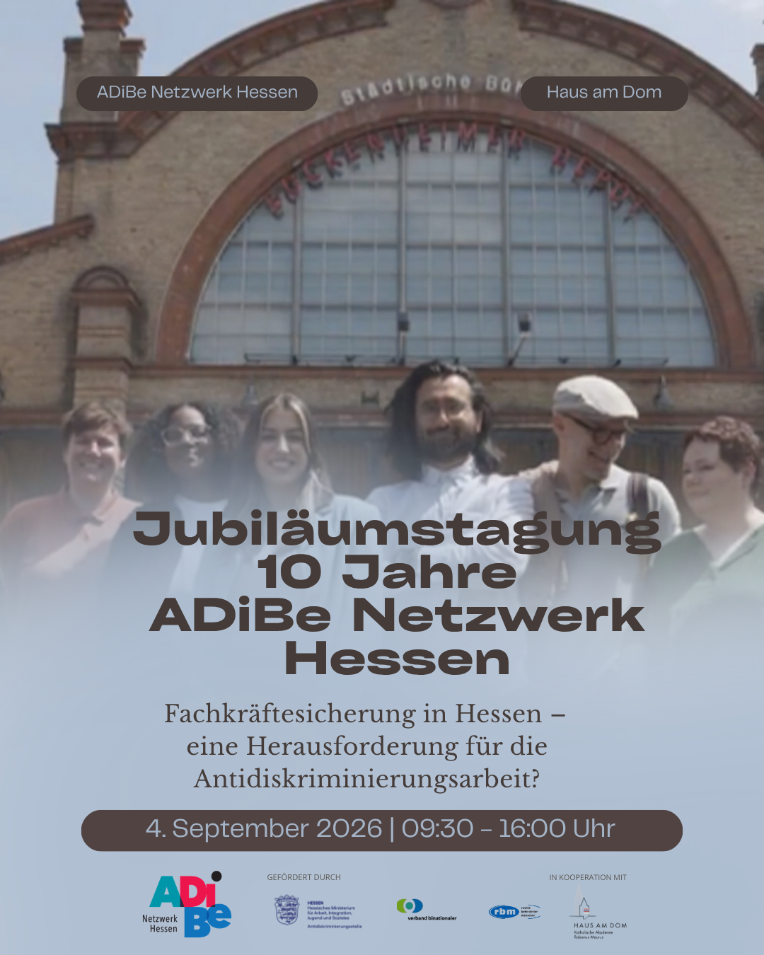  Jubiläumstagung Antidiskriminierungsberatung in Hessen am 4. September im Haus am Dom Frankfurt