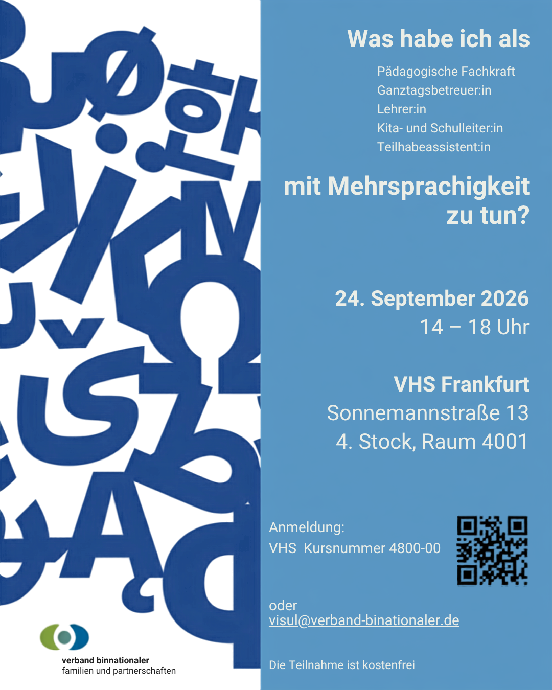 Flyer Was habe ich mit Mehrsprachigkeit zu tun? Veranstaltungsankündigung