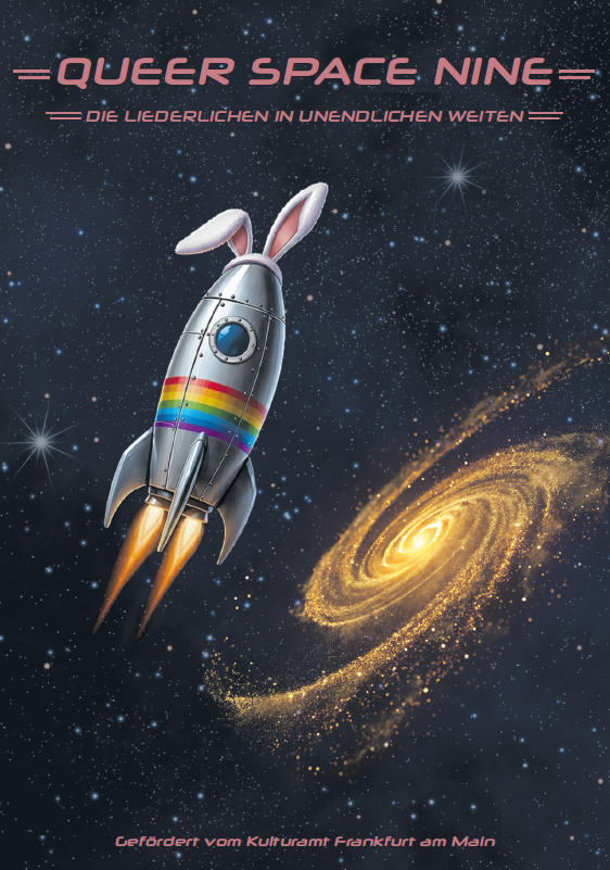 Flyer-Motiv zum neuen Programm mit Rakete im Weltall