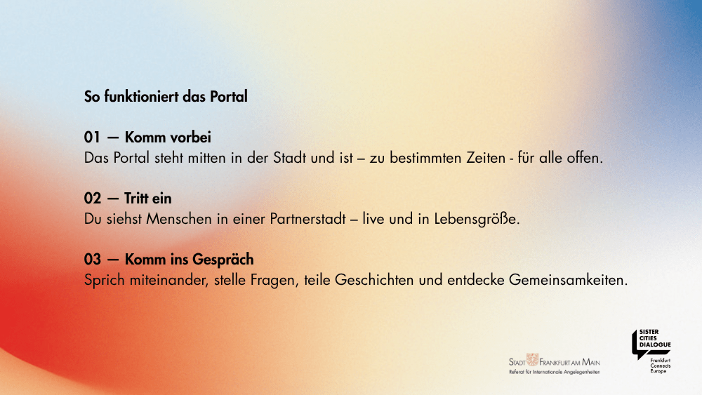 Grafik mit Text zu den Schritten zum Eintreten in das Portal und Teilnehmen 