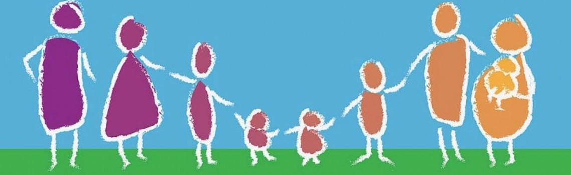 Grafik mit Strichmännchen zeigt eine Familie