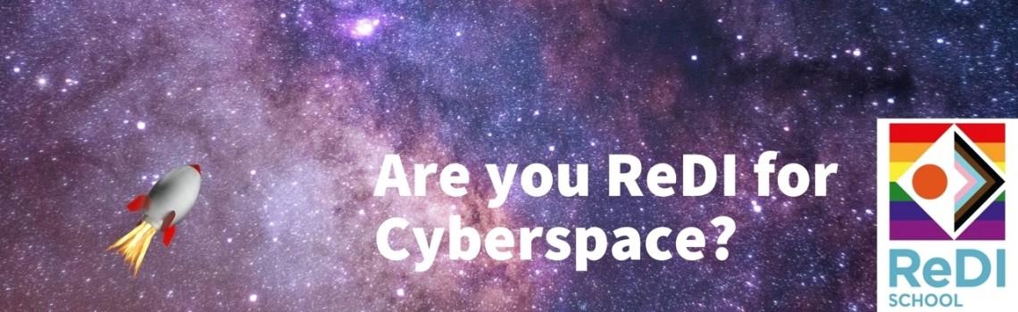 Grafik mit der Frage "Are your ReDi for Cyberspace?"