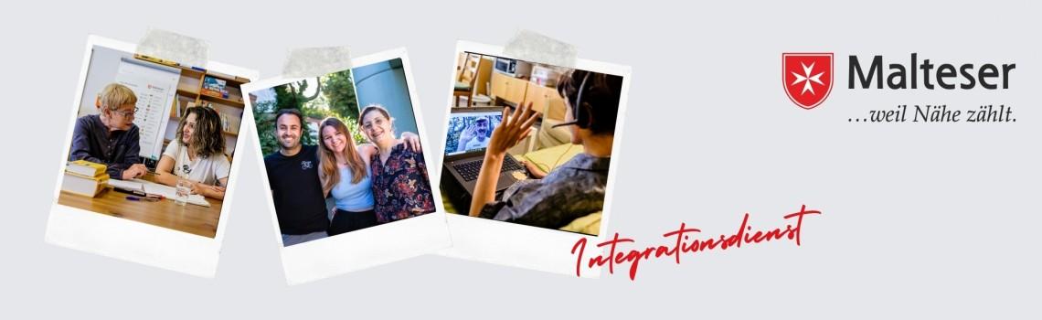 Banner Malteser Hilfsdienst e. V. mit drei Fotos, auf denen Menschen in verschiedenen Situationen zu sehen sind.